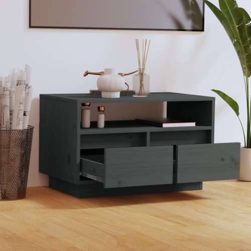 TV ormarić sivi 60 x 35 x 37 cm od masivne borovine - Siva 1 Cijena
