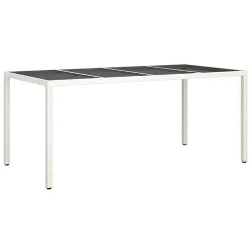 Vrtni stol bijeli 190x90x75 cm od kaljenog stakla i poliratana Cijena