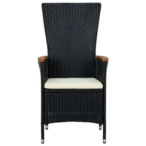 Vrtna garnitura - 5-dijelni vrtni blagovaonski set s jastucima crni - Crna i smeđa Dužina stola 80 cm 4 Cijena