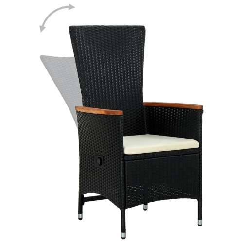 Vrtna garnitura - 5-dijelni vrtni blagovaonski set s jastucima crni - Crna i smeđa Dužina stola 80 cm 4 Cijena