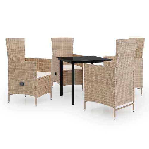 Vrtna garnitura - 5-dijelni vrtni blagovaonski set s jastucima bež - Bež Dužina stola 80 cm 4 Cijena