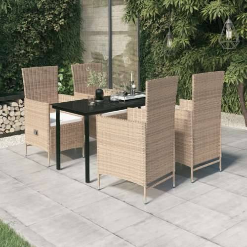 Vrtna garnitura - 5-dijelni vrtni blagovaonski set s jastucima bež - Bež Dužina stola 140 cm 4 Cijena