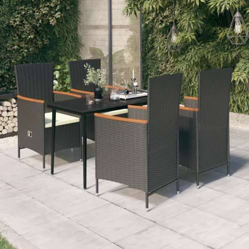 Vrtna garnitura - 5-dijelni vrtni blagovaonski set s jastucima crni - Crna i smeđa Dužina stola 140 cm 4 Cijena
