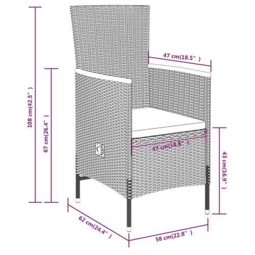 Vrtna garnitura - 5-dijelni vrtni blagovaonski set s jastucima crni - Crna i smeđa Dužina stola 140 cm 4 Cijena