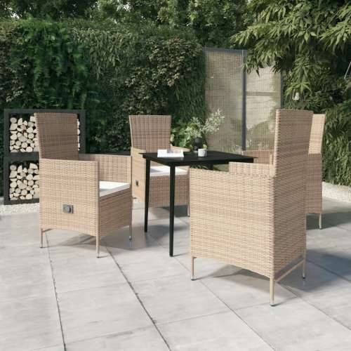 Vrtna garnitura - 5-dijelni vrtni blagovaonski set s jastucima bež - Bež Dužina stola 80 cm 4 Cijena