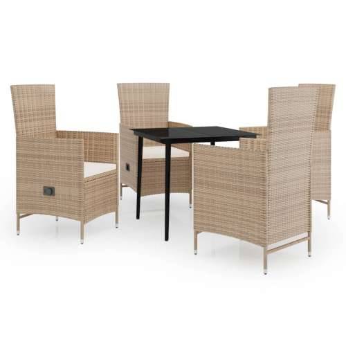 Vrtna garnitura - 5-dijelni vrtni blagovaonski set s jastucima bež - Bež Dužina stola 80 cm 4 Cijena