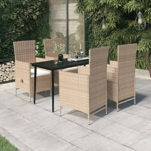 Vrtna garnitura - 5-dijelni vrtni blagovaonski set s jastucima bež - Bež Dužina stola 140 cm 4 Cijena