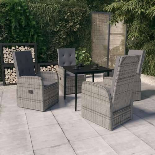 Vrtna garnitura - 5-dijelni vrtni blagovaonski set s jastucima sivi - Siva Dužina stola 80 cm 4 Cijena