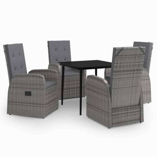 Vrtna garnitura - 5-dijelni vrtni blagovaonski set s jastucima sivi - Siva Dužina stola 80 cm 4 Cijena
