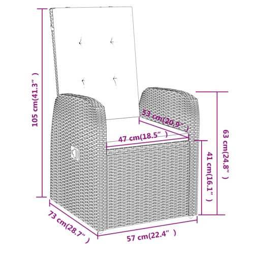 Vrtna garnitura - 5-dijelni vrtni blagovaonski set s jastucima sivi - Siva Dužina stola 80 cm 4 Cijena