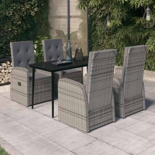 Vrtna garnitura - 5-dijelni vrtni blagovaonski set s jastucima sivi - Siva Dužina stola 140 cm 4 Cijena
