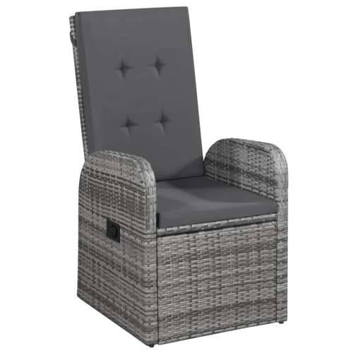 Vrtna garnitura - 5-dijelni vrtni blagovaonski set s jastucima sivi - Siva Dužina stola 140 cm 4 Cijena