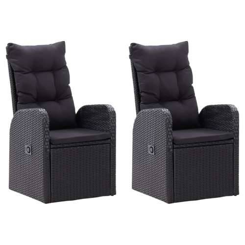 Vrtna garnitura - 3-dijelni vrtni blagovaonski set s jastucima crni - Crna Dužina stola 80 cm 2 Cijena