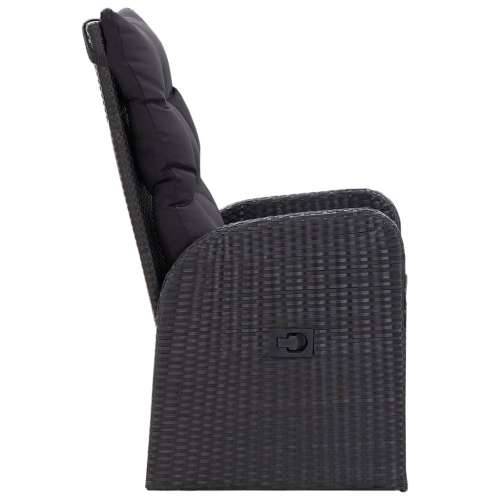 Vrtna garnitura - 3-dijelni vrtni blagovaonski set s jastucima crni - Crna Dužina stola 80 cm 2 Cijena