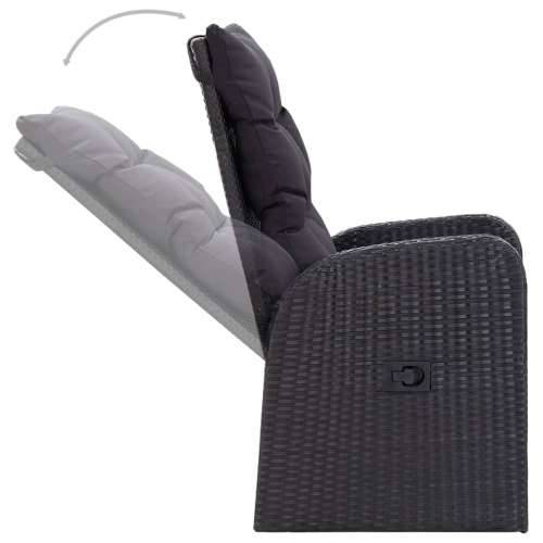 Vrtna garnitura - 3-dijelni vrtni blagovaonski set s jastucima crni - Crna Dužina stola 80 cm 2 Cijena