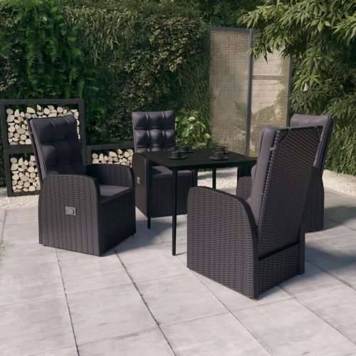 Vrtna garnitura - 5-dijelni vrtni blagovaonski set s jastucima crni - Crna Dužina stola 80 cm 4 Cijena