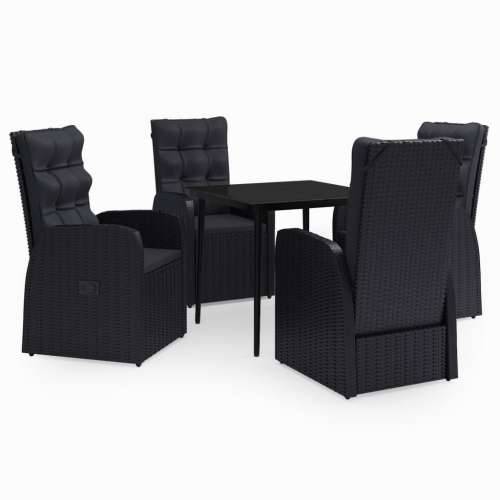Vrtna garnitura - 5-dijelni vrtni blagovaonski set s jastucima crni - Crna Dužina stola 80 cm 4 Cijena