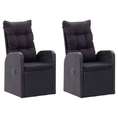 Vrtna garnitura - 5-dijelni vrtni blagovaonski set s jastucima crni - Crna Dužina stola 80 cm 4 Cijena