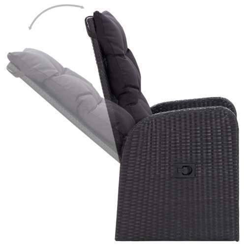 Vrtna garnitura - 5-dijelni vrtni blagovaonski set s jastucima crni - Crna Dužina stola 80 cm 4 Cijena