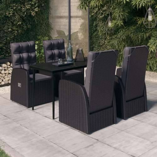Vrtna garnitura - 5-dijelni vrtni blagovaonski set s jastucima crni - Crna Dužina stola 140 cm 4 Cijena