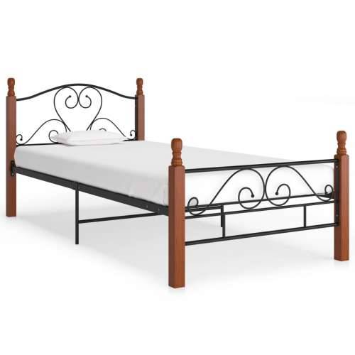 Okvir kreveta crni metalni 90 x 200 cm - crna i tamna boja drva 90 x 200 cm Cijena