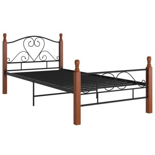 Okvir kreveta crni metalni 90 x 200 cm - crna i tamna boja drva 90 x 200 cm Cijena