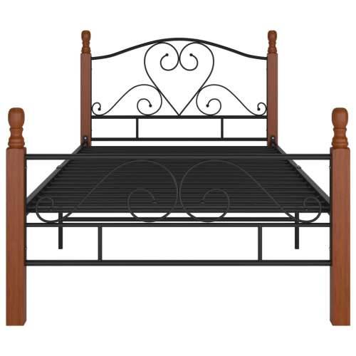Okvir kreveta crni metalni 90 x 200 cm - crna i tamna boja drva 90 x 200 cm Cijena