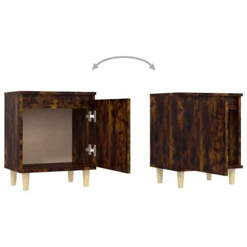 Noćni ormarić s drvenim nogama dimljeni hrast 40 x 30 x 50 cm - Dimljeni hrast 1 Cijena