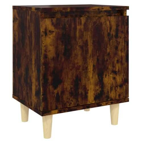Noćni ormarić s drvenim nogama 2 kom dimljeni hrast 40x30x50 cm - Dimljeni hrast 2 Cijena