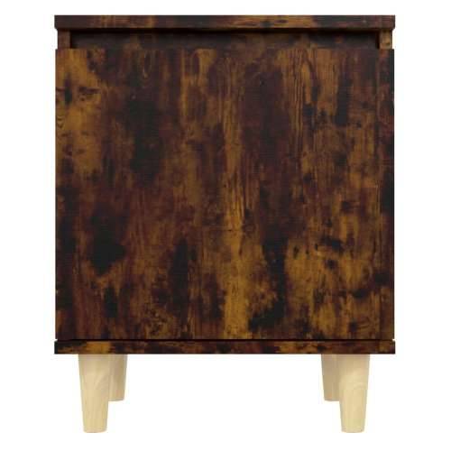 Noćni ormarić s drvenim nogama 2 kom dimljeni hrast 40x30x50 cm - Dimljeni hrast 2 Cijena