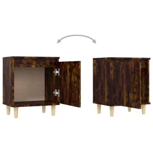 Noćni ormarić s drvenim nogama 2 kom dimljeni hrast 40x30x50 cm - Dimljeni hrast 2 Cijena