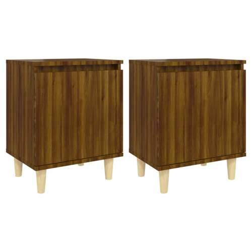 Noćni ormarići s drvenim nogama 2 kom smeđi hrast 40x30x50 cm Smeđi hrast 2 Cijena