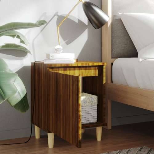 Noćni ormarići s drvenim nogama 2 kom smeđi hrast 40x30x50 cm Smeđi hrast 2 Cijena