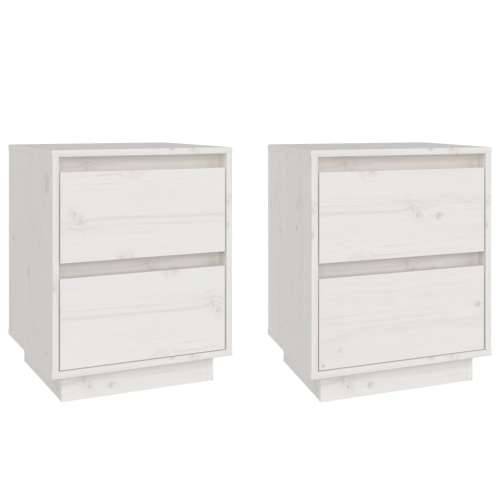 Noćni ormarići 2 kom bijeli 40 x 35 x 50 cm od masivne borovine - Bijela 2 Cijena