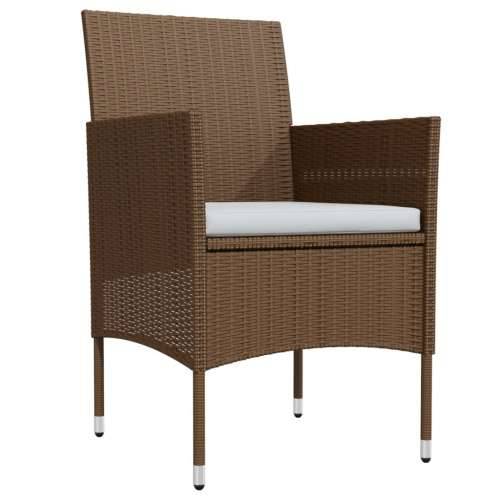 Vrtna garnitura - 3-dijelni vrtni blagovaonski set s jastucima smeđe-crni - Smeđa i crna Dužina stola 80 cm 2 Cijena