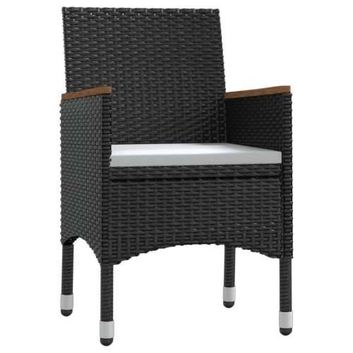 Vrtna garnitura - 3-dijelni vrtni blagovaonski set s jastucima crni - Crna Dužina stola 80 cm 2 Cijena
