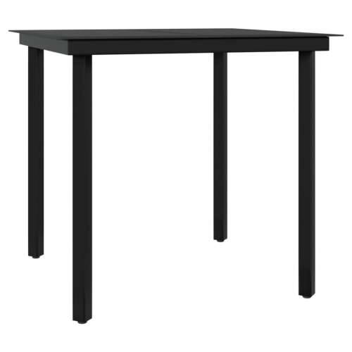 Vrtna garnitura - 3-dijelni vrtni blagovaonski set s jastucima crni - Crna Dužina stola 80 cm 2 Cijena