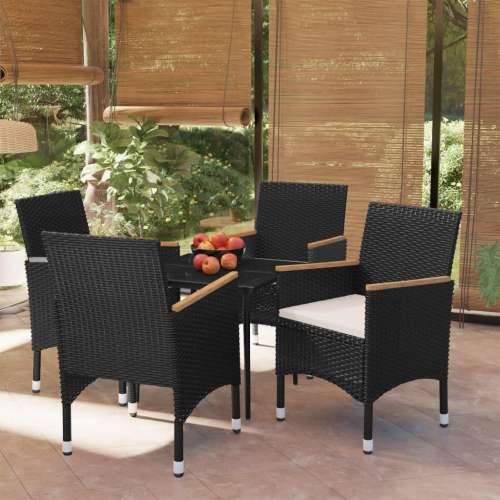 Vrtna garnitura - 5-dijelni vrtni blagovaonski set s jastucima crni - Crna Dužina stola 80 cm 4 Cijena
