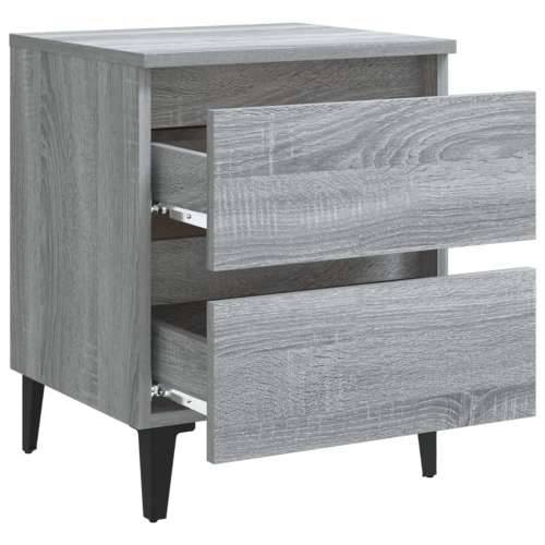 Noćni ormarić s metalnim nogama boja sivog hrasta 40x35x50 cm - Sivi hrast sonoma 1 Cijena