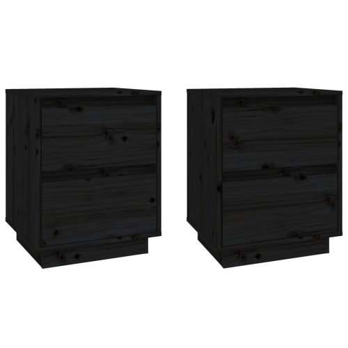 Noćni ormarići 2 kom crni 40 x 35 x 50 cm od masivne borovine Crna 2 Cijena
