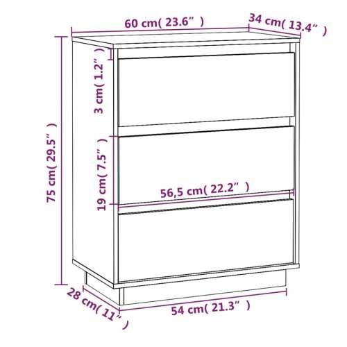 Komoda 60 x 34 x 75 cm od masivne borovine - Prirodna 1 Cijena