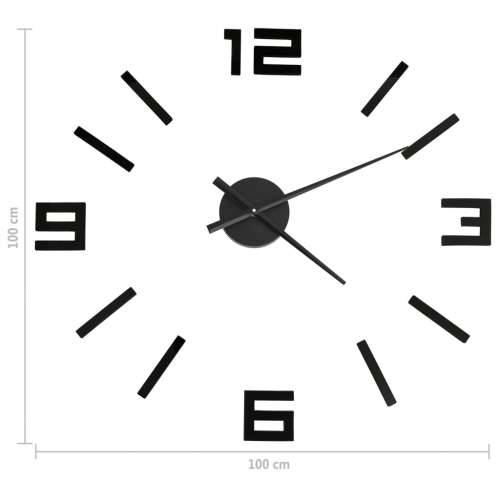 325156 3D Wall Clock Modern Design Black 100 cm XXL - Crna Cijena