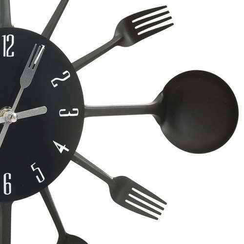325163 Wall Clock with Spoon and Fork Design Black 40 cm Aluminium Cijena