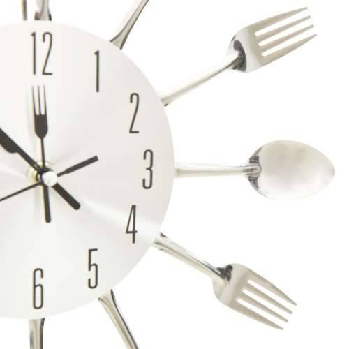 325162 Wall Clock with Spoon and Fork Design Silver 31 cm Aluminium Cijena