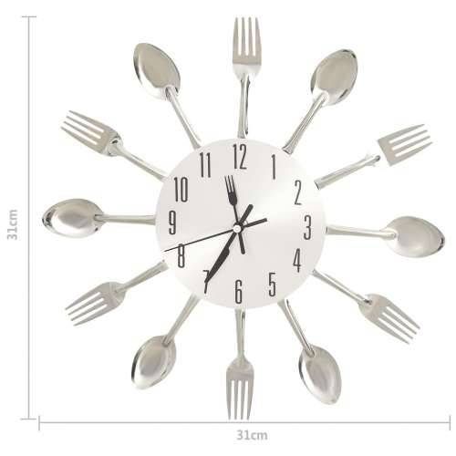 325162 Wall Clock with Spoon and Fork Design Silver 31 cm Aluminium Cijena