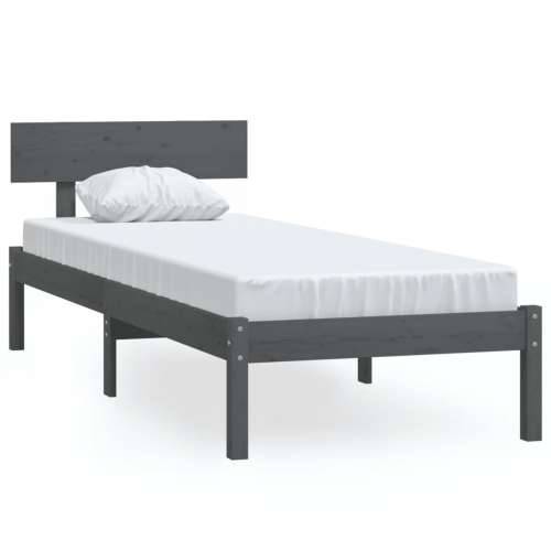 Okvir za krevet od borovine sivi 90 x 190 cm jednokrevetni - Siva 90 x 190 cm Cijena