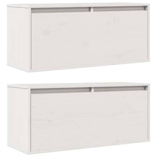 Zidni ormarići 2 kom bijeli 80 x 30 x 35 cm od masivne borovine - Bijela 2 1 Cijena