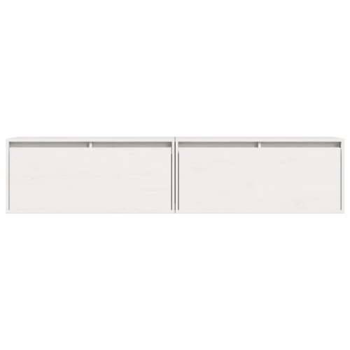 Zidni ormarići 2 kom bijeli 80 x 30 x 35 cm od masivne borovine - Bijela 2 1 Cijena