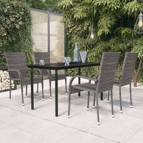 Vrtna garnitura - 5-dijelni vrtni blagovaonski set sivo-crni - Siva i crna Dužina stola 140 cm 4 Cijena