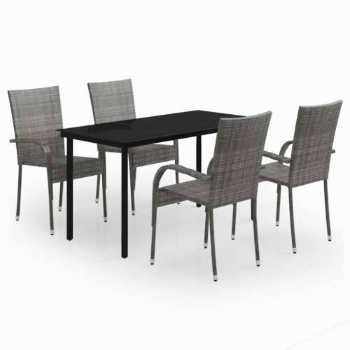 Vrtna garnitura - 5-dijelni vrtni blagovaonski set sivo-crni - Siva i crna Dužina stola 140 cm 4 Cijena